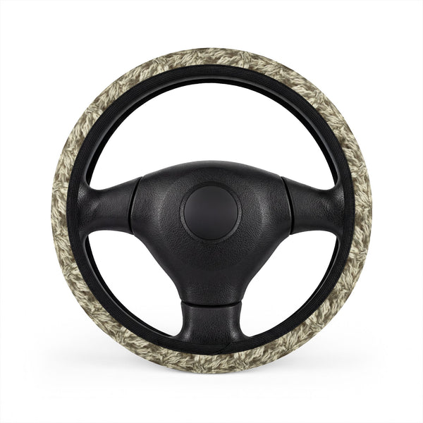 Beige Fur Look Steering Wheel Cover