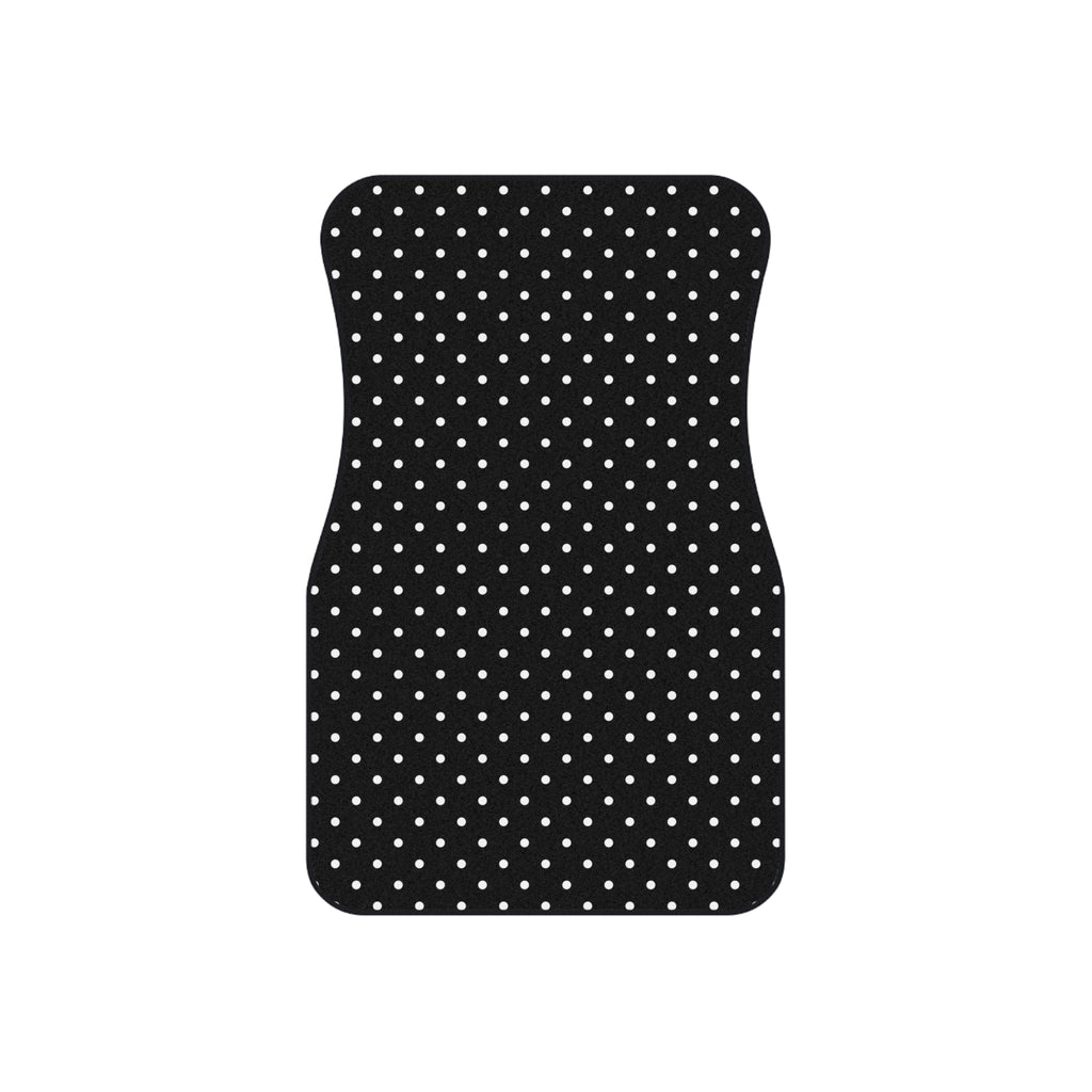 Black big polka dot car mats, set of four, front and rear mats