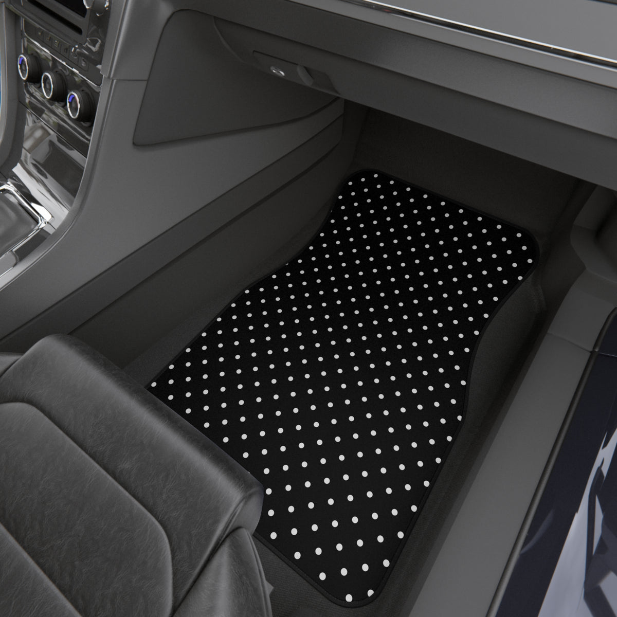 Black big polka dot car mats, product view 9