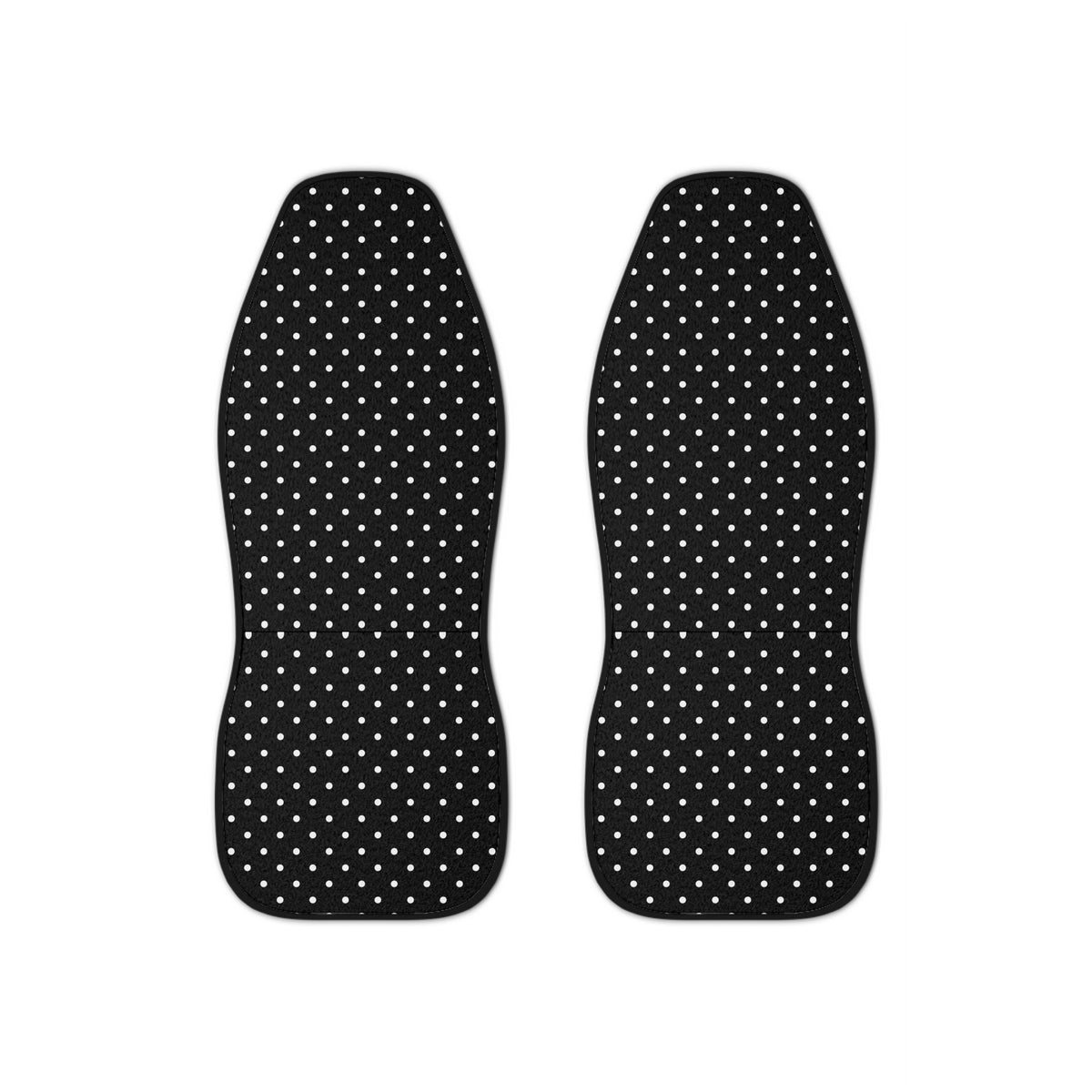 Black big polka dot car seat covers, set of two front seat covers