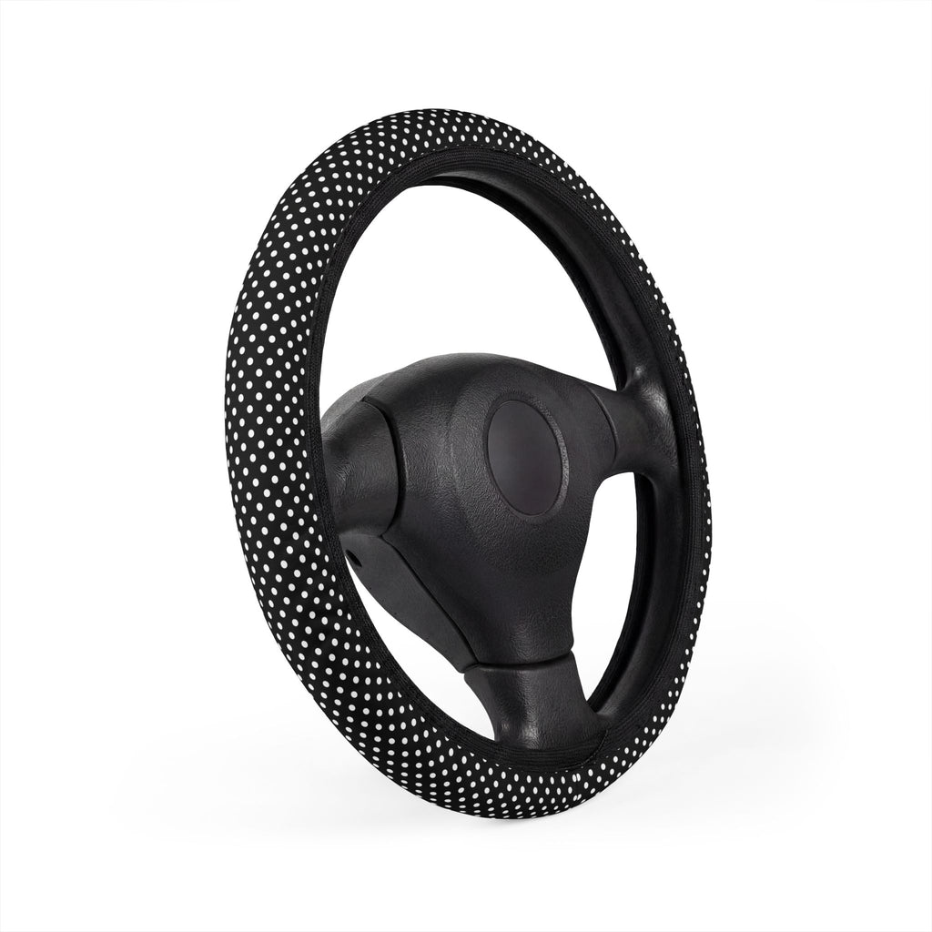 Black big polka dot steering wheel cover, product view 3