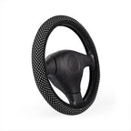 Black big polka dot steering wheel cover, product view 3