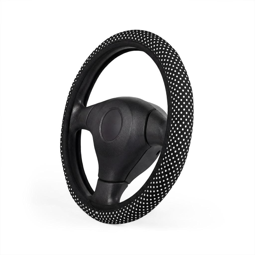 Black big polka dot steering wheel cover, product view 4