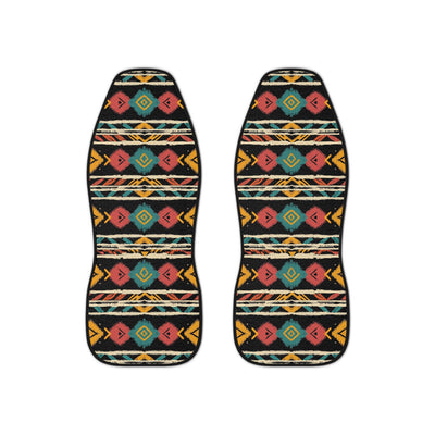 Black boho tribal car seat covers, set of two front seat covers