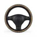 Black boho tribal steering wheel cover, on a steering wheel