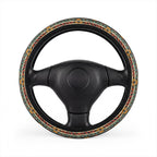 Black boho tribal steering wheel cover, on a steering wheel