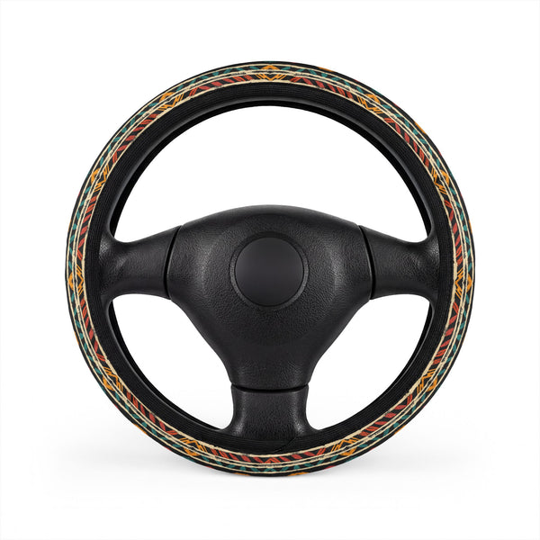 Black Boho Tribal Steering Wheel Cover