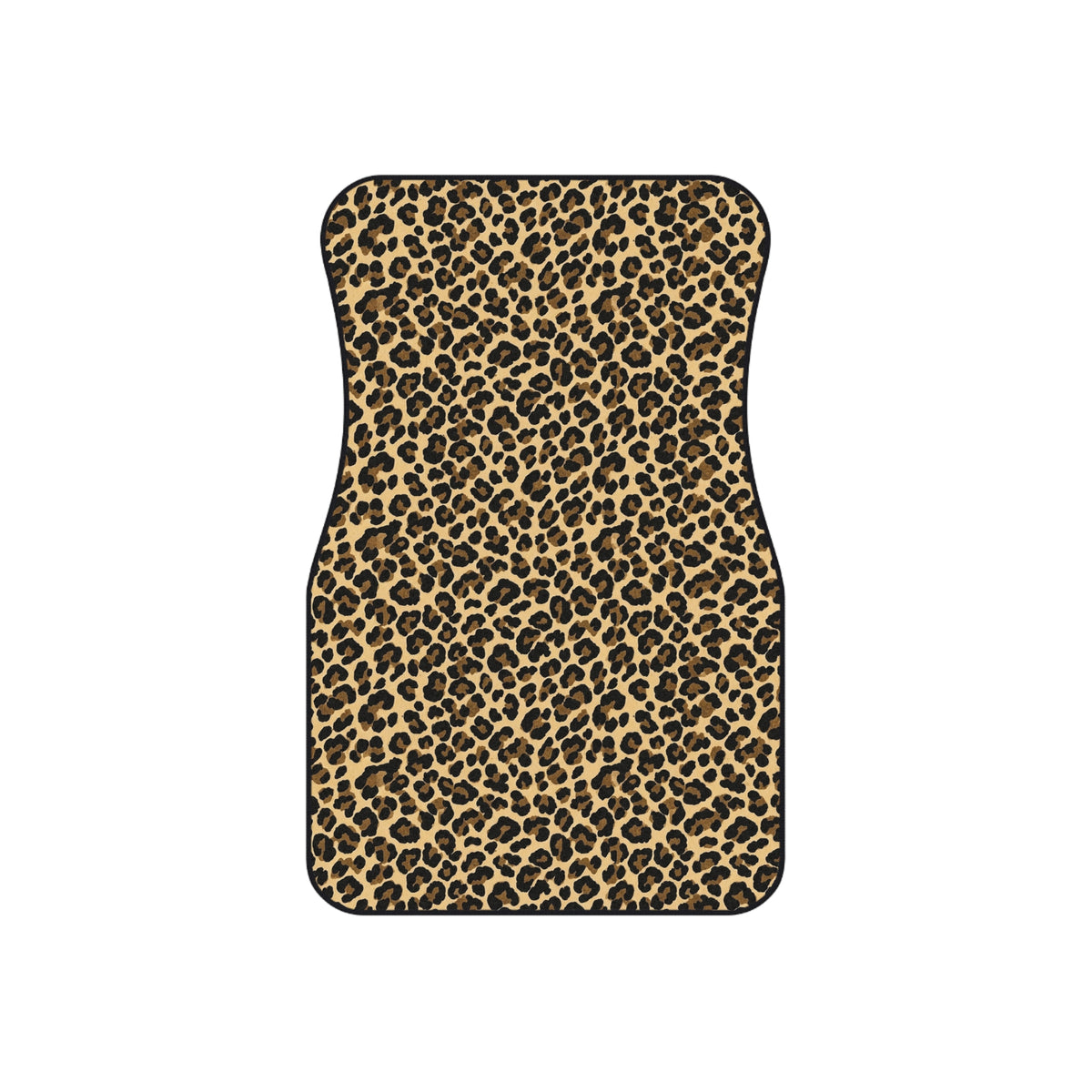 Black brown cheetah print car mats, set of four, front and rear mats