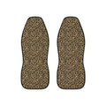 Black brown cheetah print car seat covers, set of two shown side by side