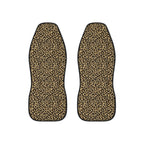 Black brown cheetah print car seat covers, set of two shown side by side