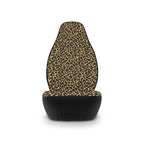 Black brown cheetah print car seat covers, single cover on a seat, front view