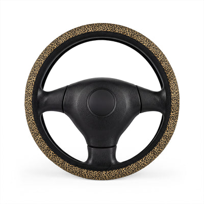 Black brown cheetah print steering wheel cover, front view