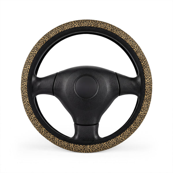 Black Brown Cheetah Print Steering Wheel Cover
