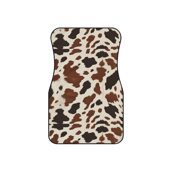 Black Brown Cow Print Car Mats Set of 4