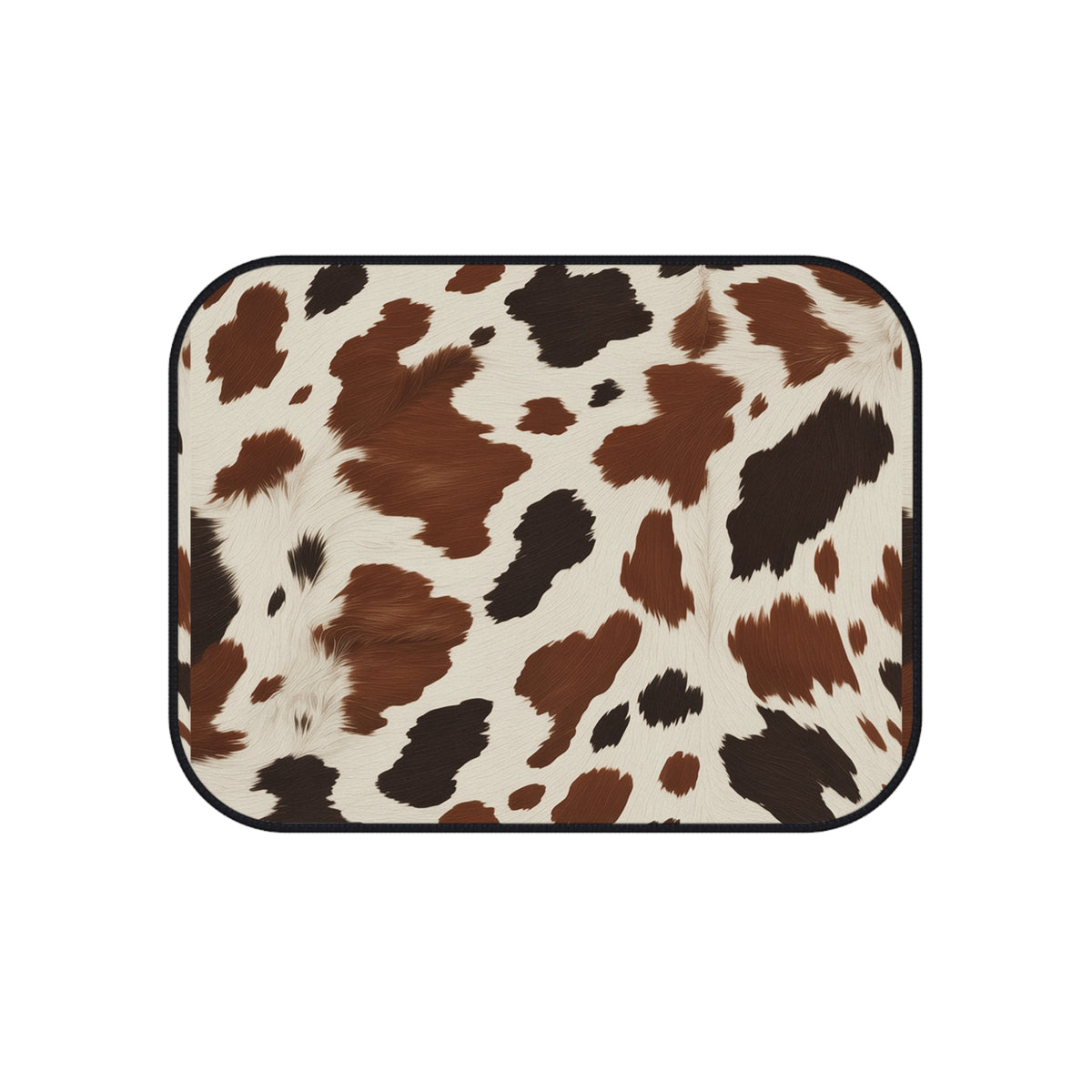 Black brown cow print car mats, product view 4