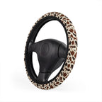 Black brown cow print steering wheel cover, product view 4