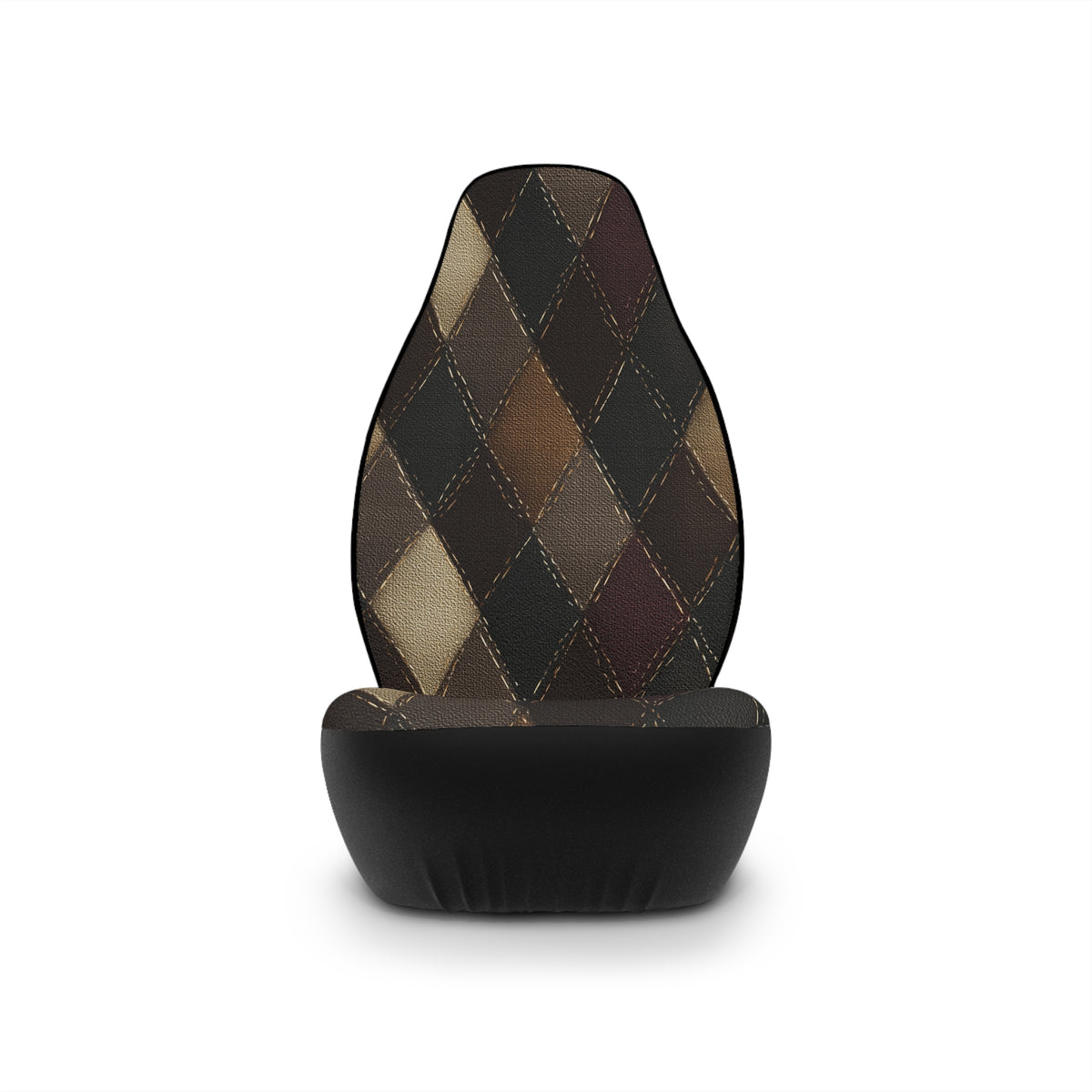 Black brown diamond plaid car seat covers, product view 4