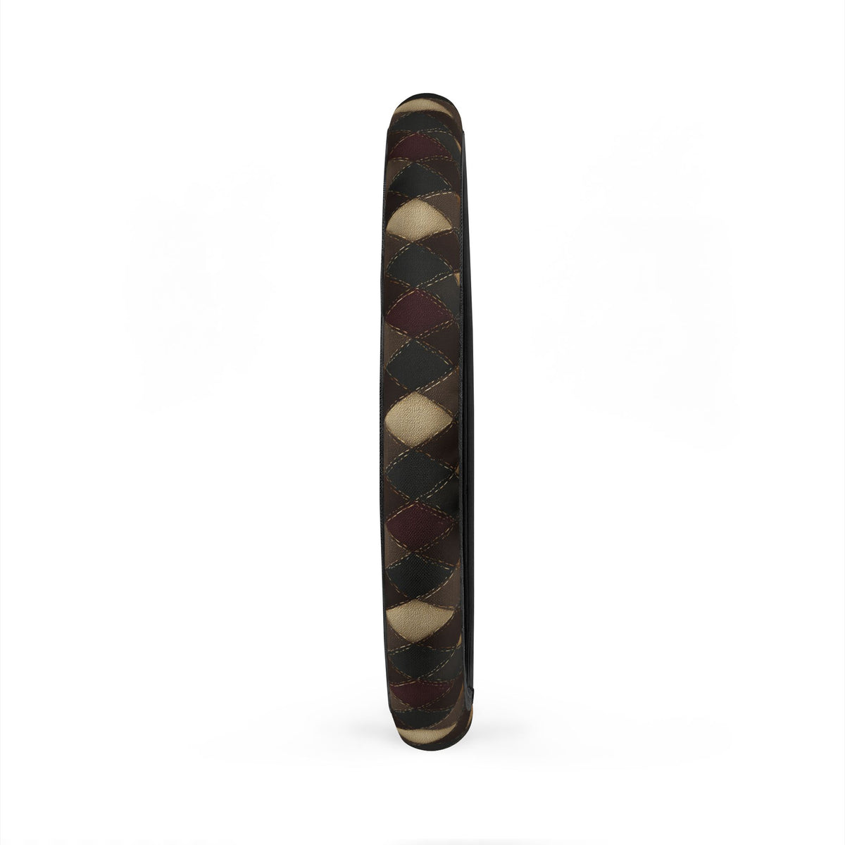 Black brown diamond plaid steering wheel cover, product view 5