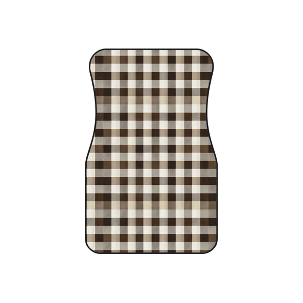 Black Brown Houndstooth Car Mats Set of 4