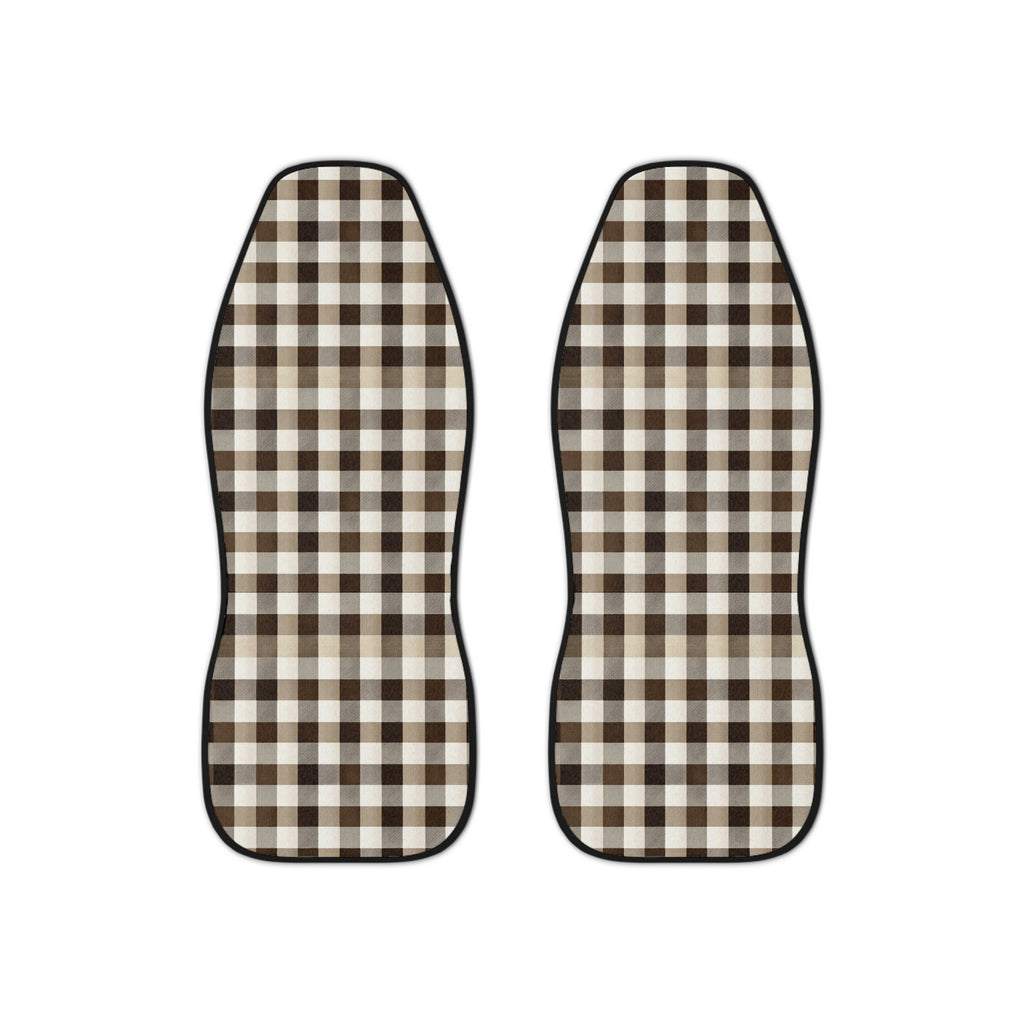 Black brown houndstooth car seat covers, set of two front seat covers