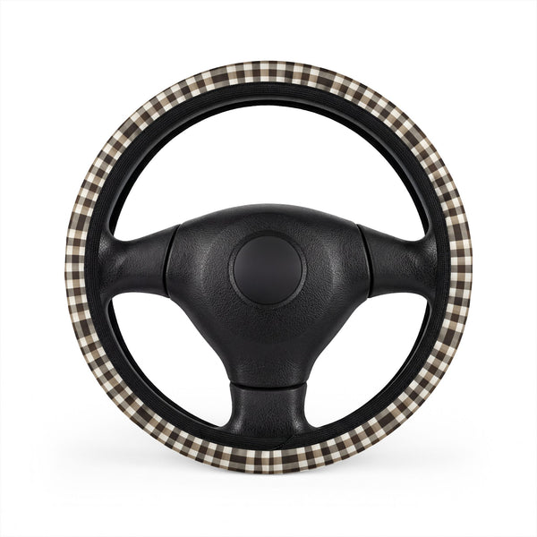 Black Brown Houndstooth Steering Wheel Cover