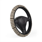 Black brown houndstooth steering wheel cover, product view 3