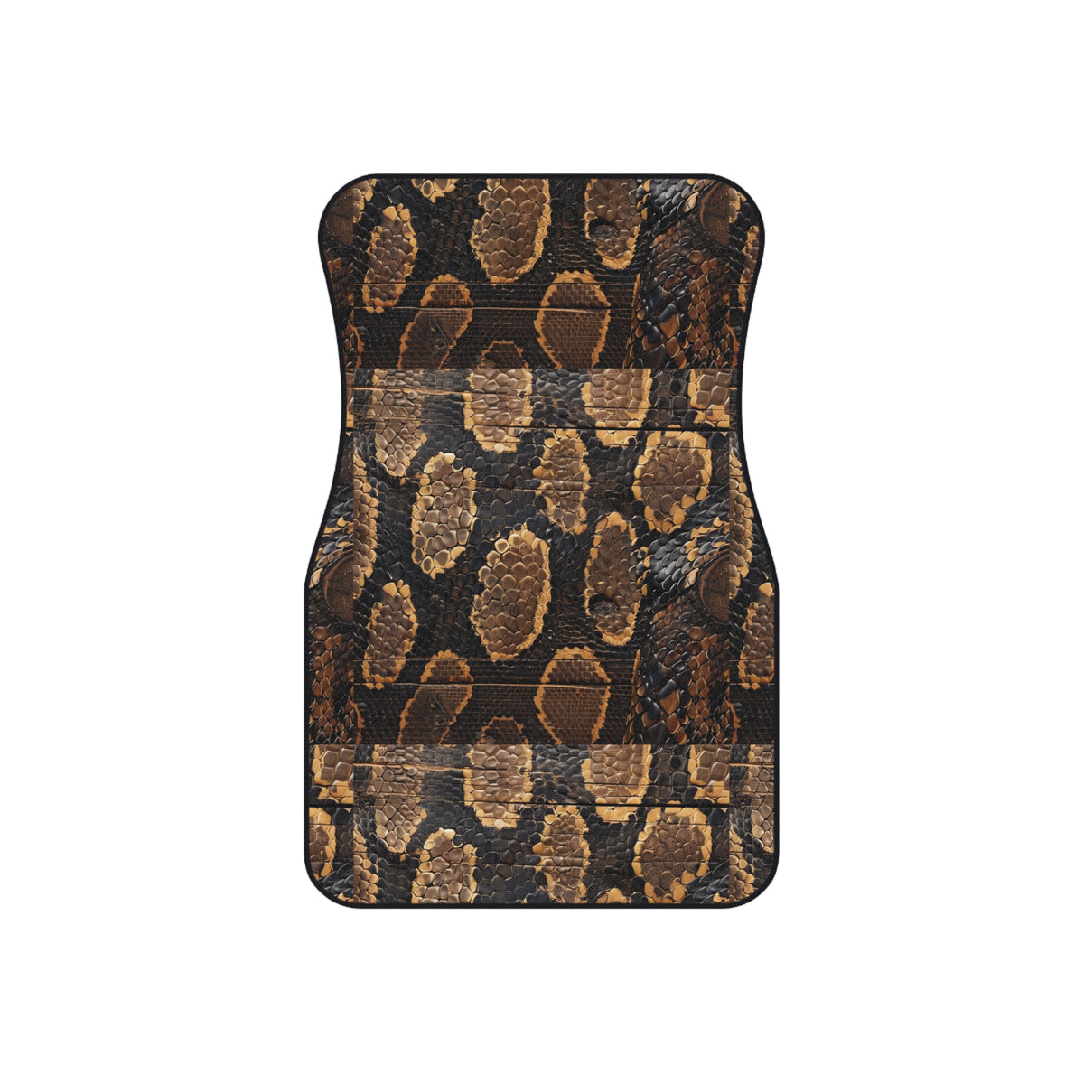 Black brown snake print car mats, set of four, front and rear mats