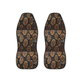 Black brown snake print car seat covers, set of two front seat covers