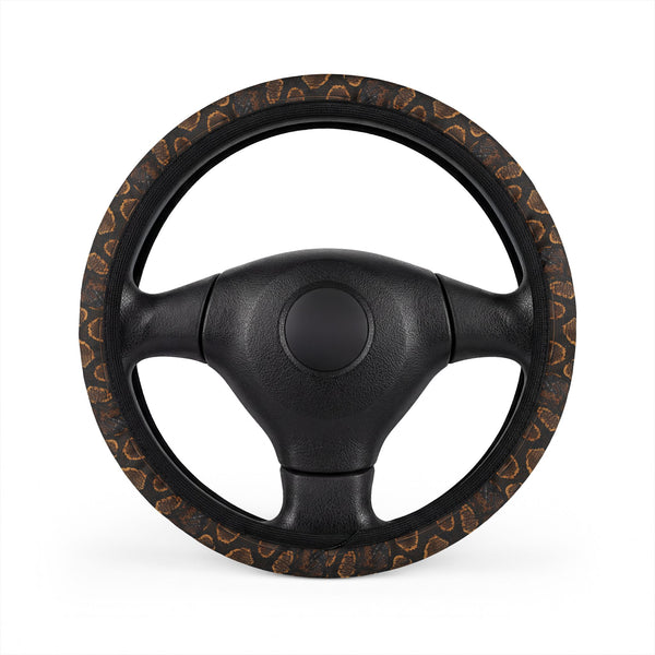 Black Brown Snake Print Steering Wheel Cover