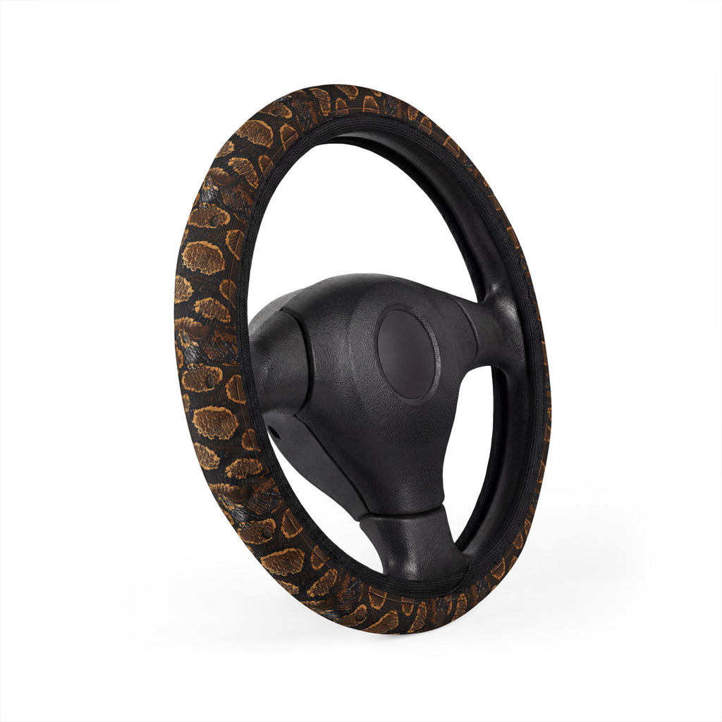 Black brown snake print steering wheel cover, product view 3