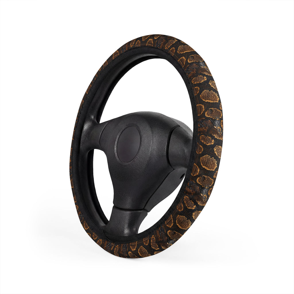 Black brown snake print steering wheel cover, product view 4