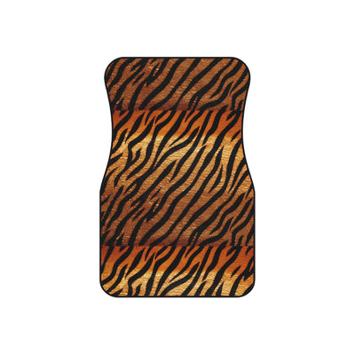 Black brown tiger print car mats, set of four, front and rear mats