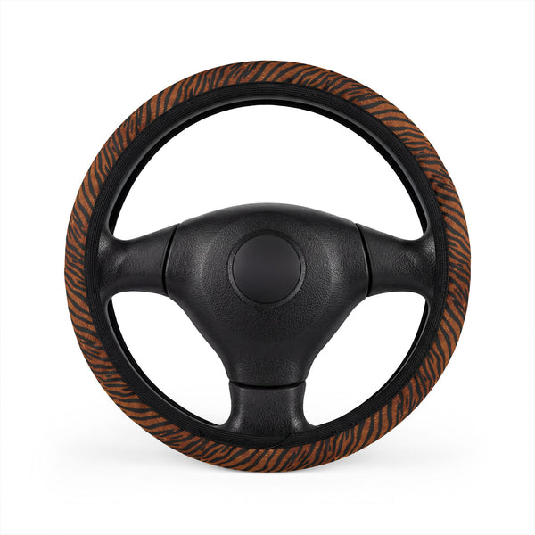 Black Brown Tiger Print Steering Wheel Cover