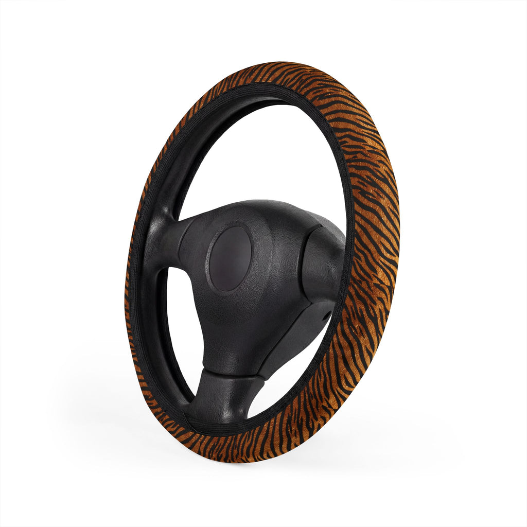 Black brown tiger print steering wheel cover, product view 4