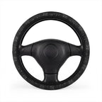 Black fur look steering wheel cover, on a steering wheel