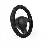 Black fur look steering wheel cover, product view 3