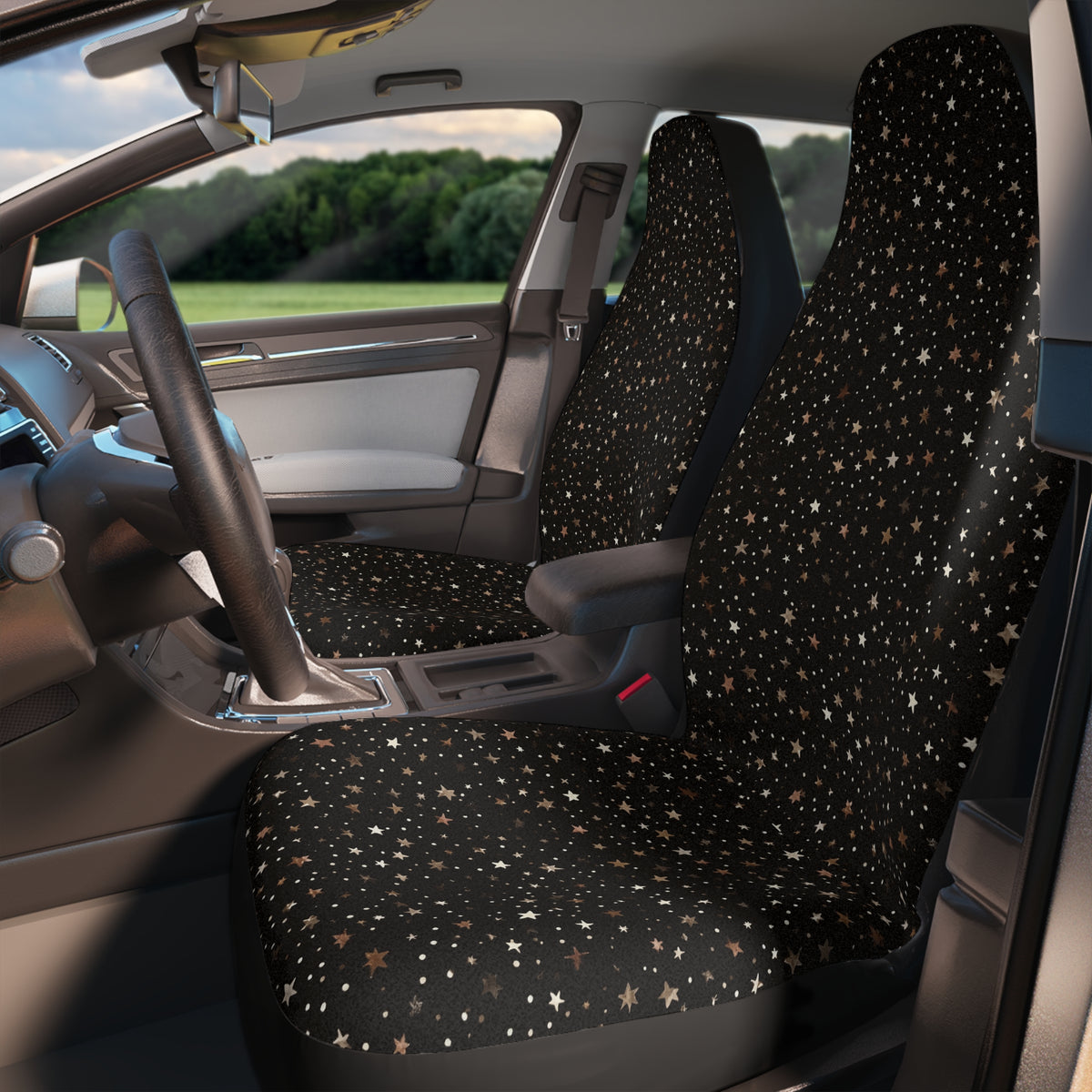 Black gold galaxy car seat covers, product view 3