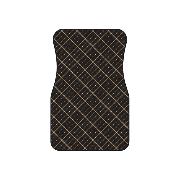 Black Gold Plaid Car Mats Set of 4