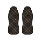 Black gold plaid car seat covers, set of two front seat covers