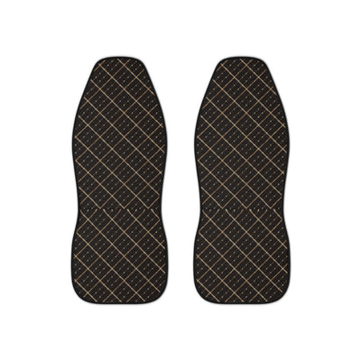 Black gold plaid car seat covers, set of two front seat covers