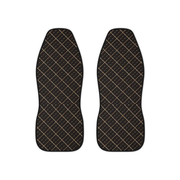 Black Gold Plaid Car Seat Covers