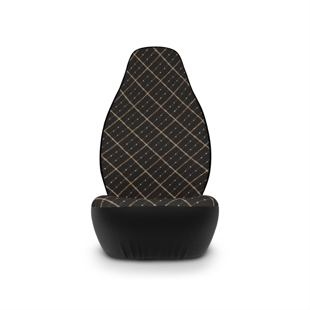 Black gold plaid car seat covers, product view 4