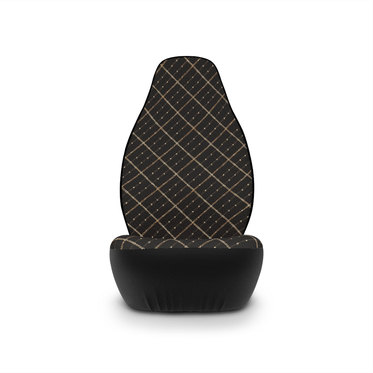 Black gold plaid car seat covers, product view 4