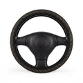 Black gold plaid steering wheel cover, on a steering wheel