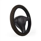 Black gold plaid steering wheel cover, product view 3