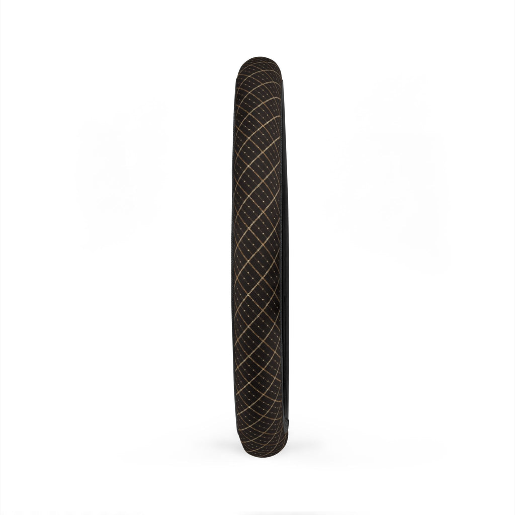 Black gold plaid steering wheel cover, product view 5