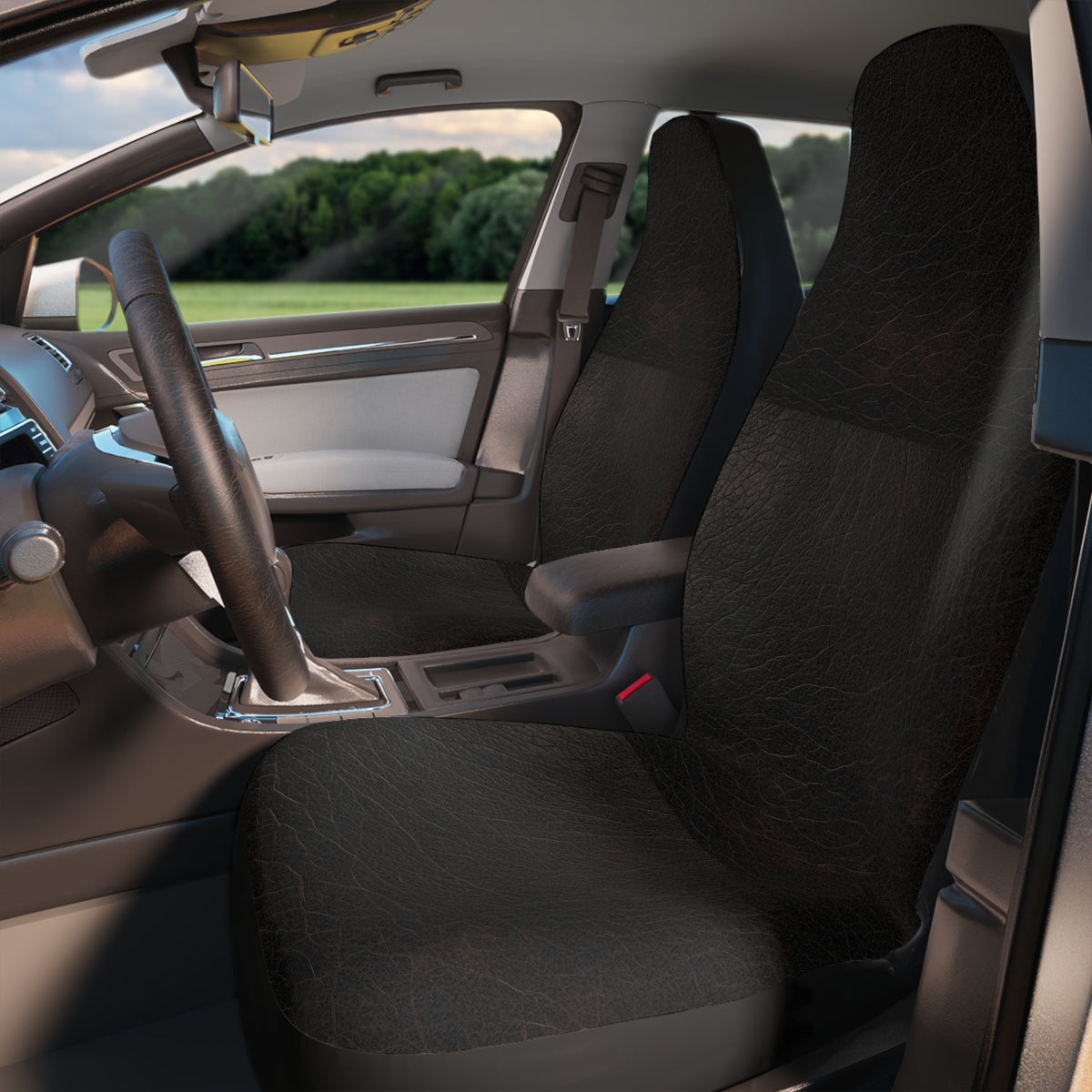 Black leather look car seat covers, product view 3