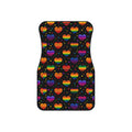 Black rainbow heart car mats, set of four, front and rear mats
