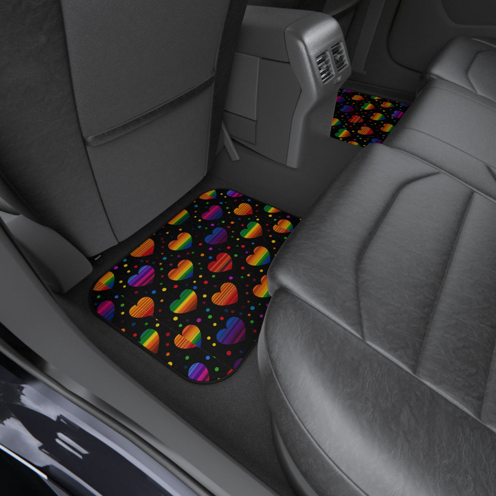 Black rainbow heart car mats, product view 10
