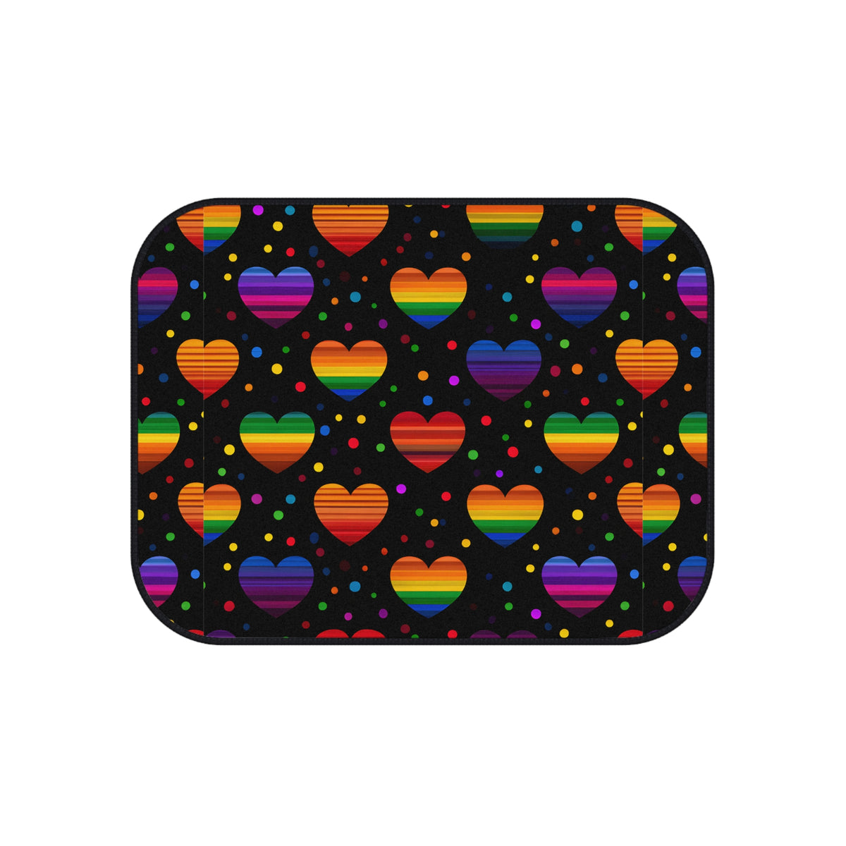 Black rainbow heart car mats, product view 5